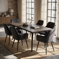 Chaise de salle à manger Beverly - Velours Adore gris