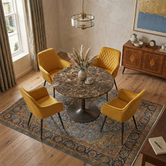 Chaise de salle à manger Beverly - Velours jaune ocre