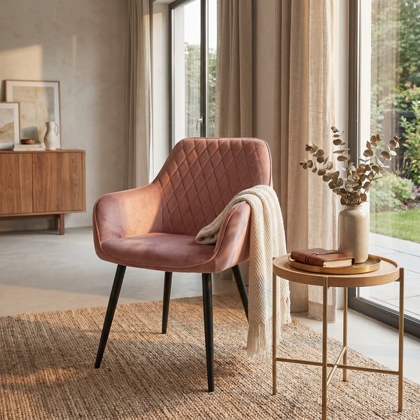 Chaise de salle à manger Beverly - Velours rose