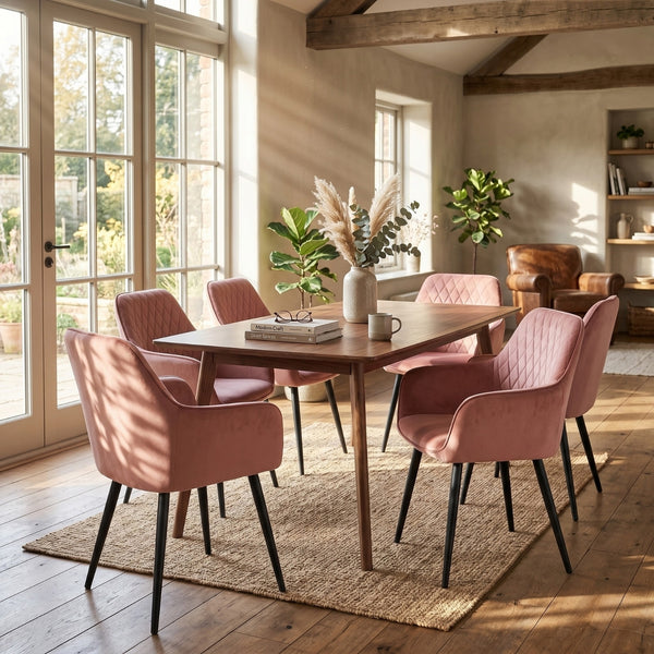Chaise de salle à manger Beverly - Velours rose
