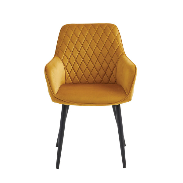 Chaise de salle à manger Beverly - Velours jaune ocre