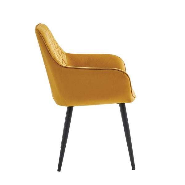 Chaise de salle à manger Beverly - Velours jaune ocre