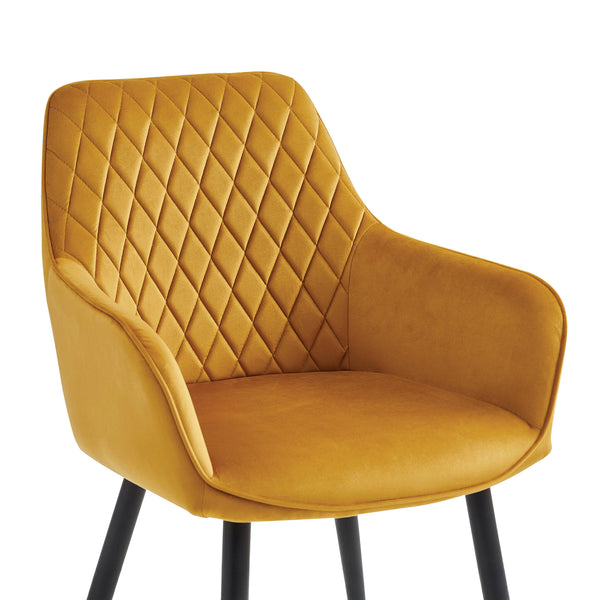 Chaise de salle à manger Beverly - Velours jaune ocre