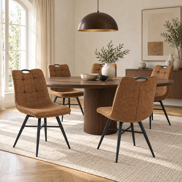 Bloq Sedia Da Pranzo - Microfibra Color Cognac