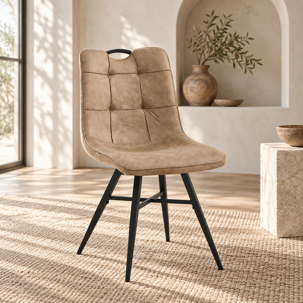Bloq Eetkamerstoel - Sand Microfiber