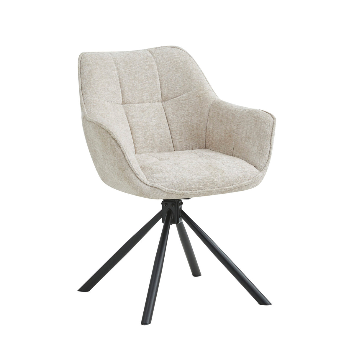 Boston Esszimmerstuhl – Beige Chenille – Schwarze Beine