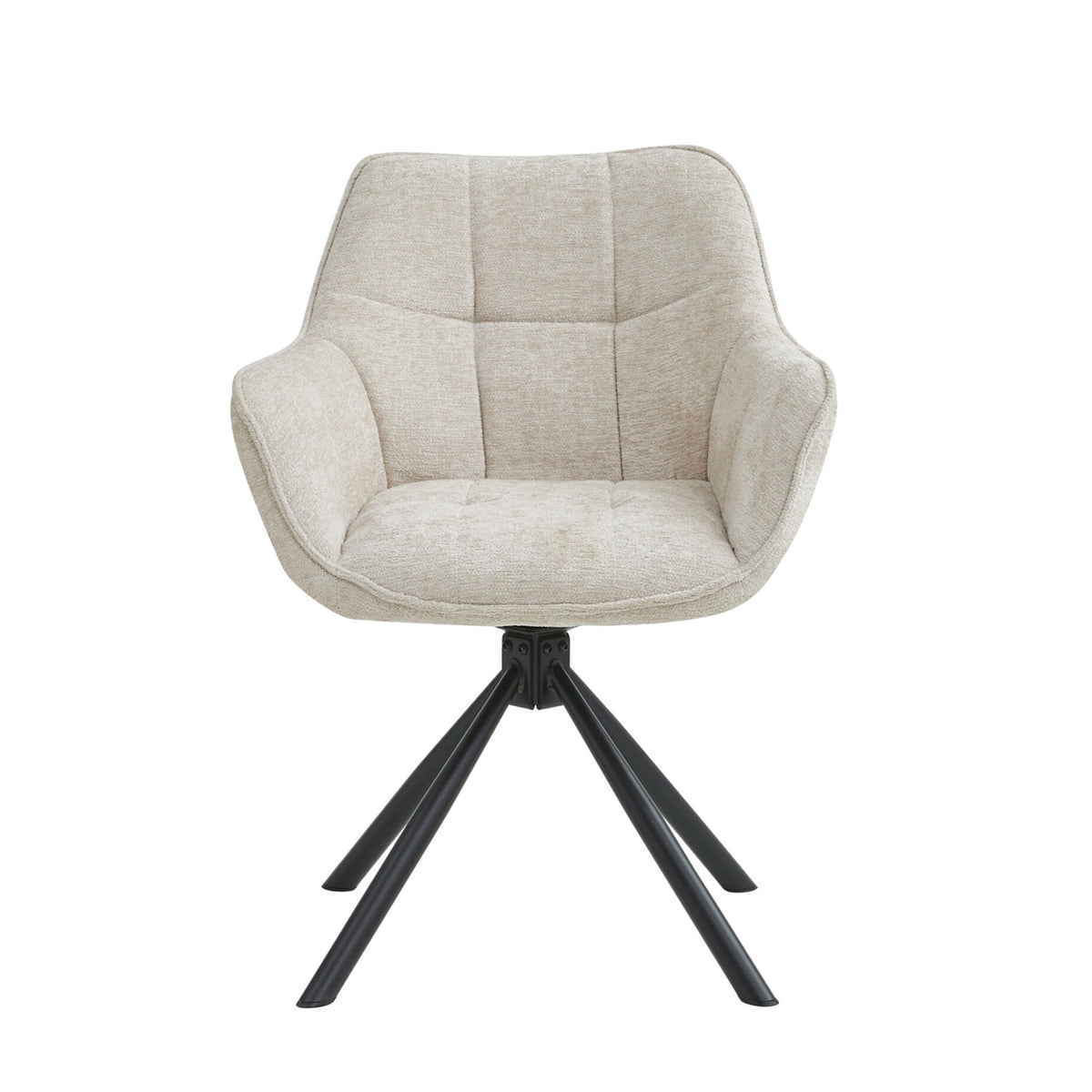 Boston Esszimmerstuhl – Beige Chenille – Schwarze Beine