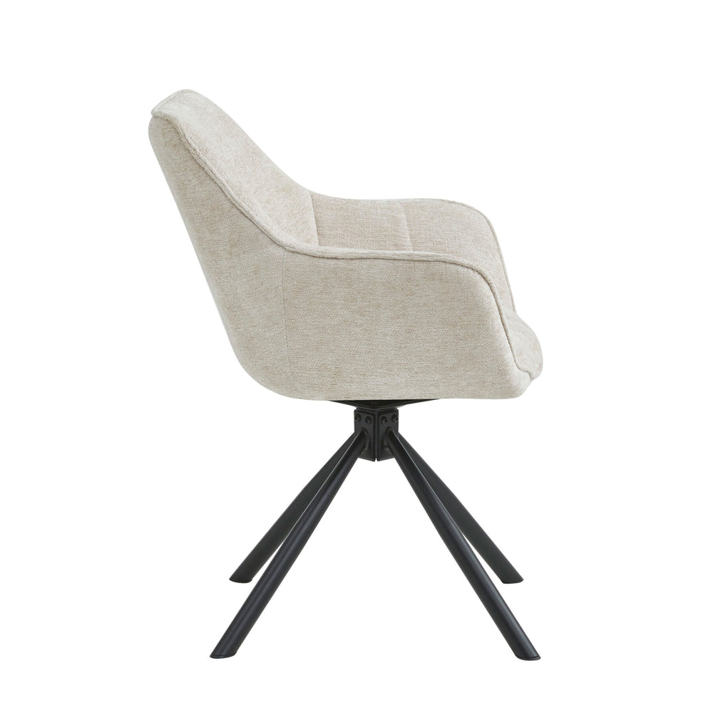 Boston Esszimmerstuhl – Beige Chenille – Schwarze Beine