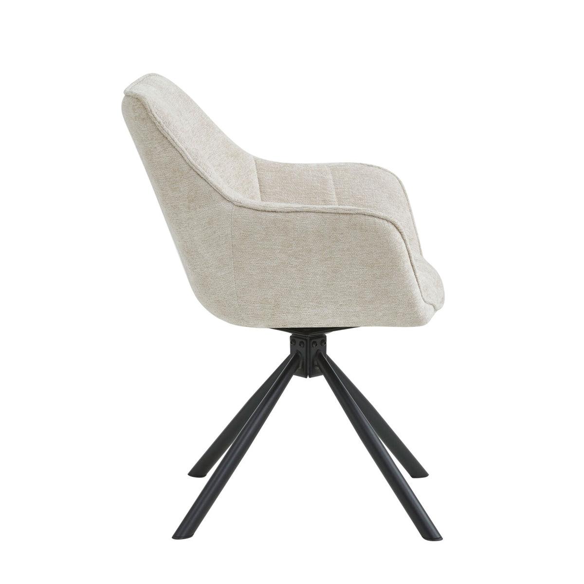 Boston Esszimmerstuhl – Beige Chenille – Schwarze Beine