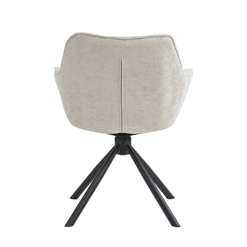 Boston Eetkamerstoel - Beige Chenille - Zwarte Poten
