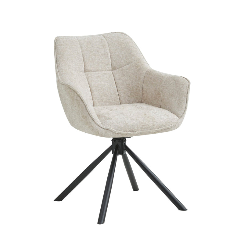 Boston Esszimmerstuhl – Beige Chenille – Schwarze Beine – Colenis