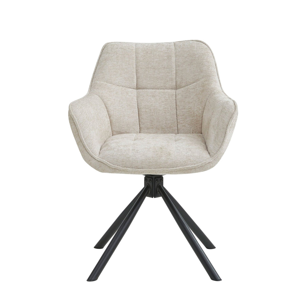 Boston Eetkamerstoel - Beige Chenille - Zwarte Poten