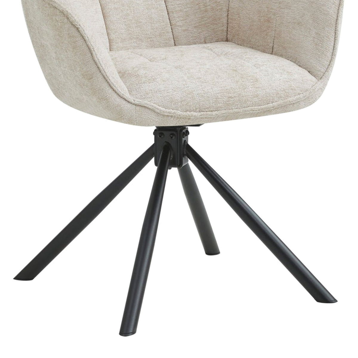 Boston Eetkamerstoel - Beige Chenille - Zwarte Poten