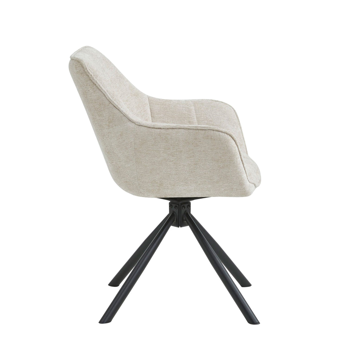Boston Eetkamerstoel - Beige Chenille - Zwarte Poten