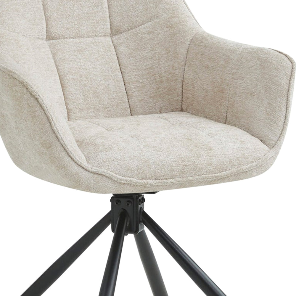Boston Eetkamerstoel - Beige Chenille - Zwarte Poten