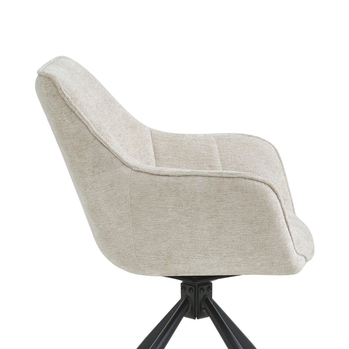Boston Eetkamerstoel - Beige Chenille - Zwarte Poten