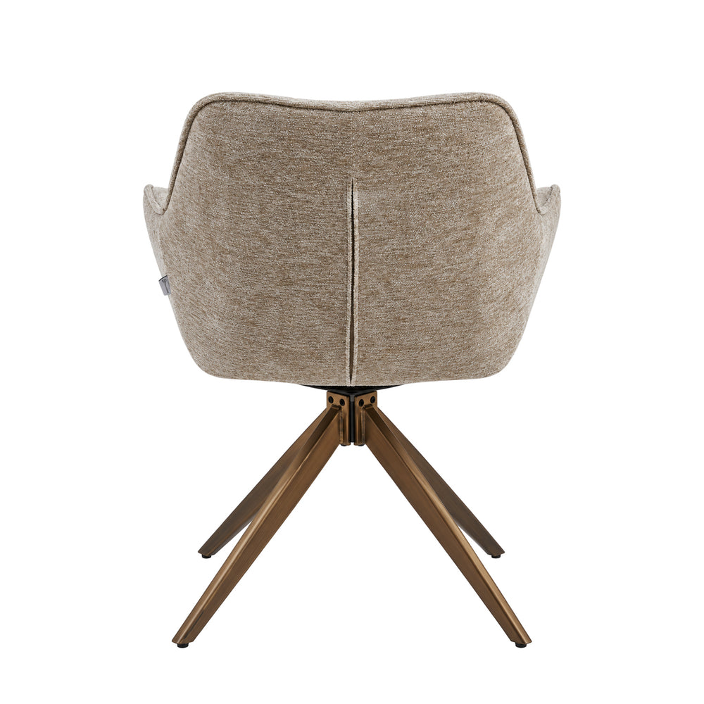 Boston Dining Chair – Taupe Chenille – Brushed Bronze Legs
