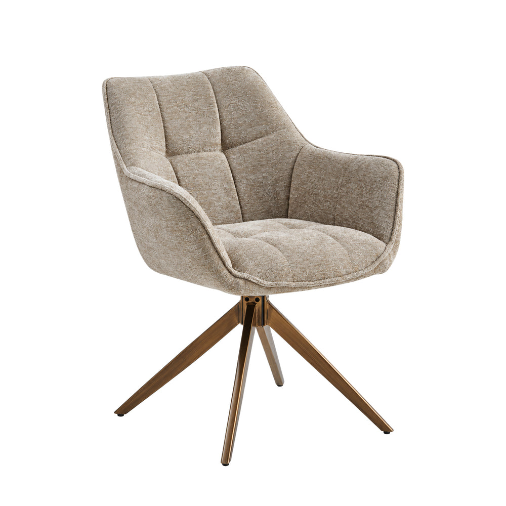 Boston Dining Chair – Taupe Chenille – Brushed Bronze Legs
