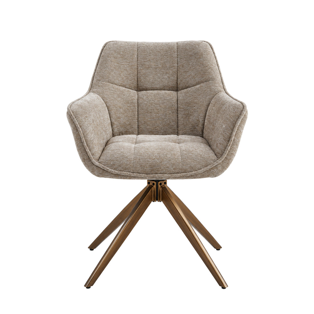 Boston Dining Chair – Taupe Chenille – Brushed Bronze Legs