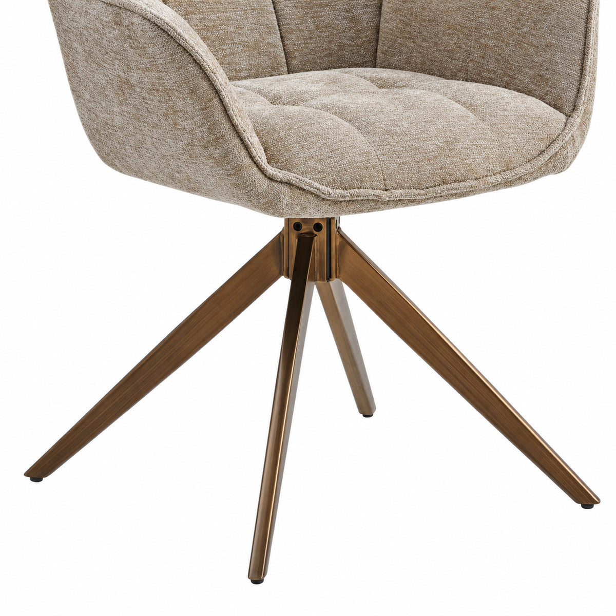 Boston Dining Chair – Taupe Chenille – Brushed Bronze Legs