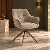 Boston Dining Chair – Taupe Chenille – Brushed Bronze Legs