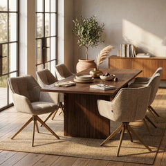 Boston Eetkamerstoel - Taupe Chenille - Brushed Brons Poten