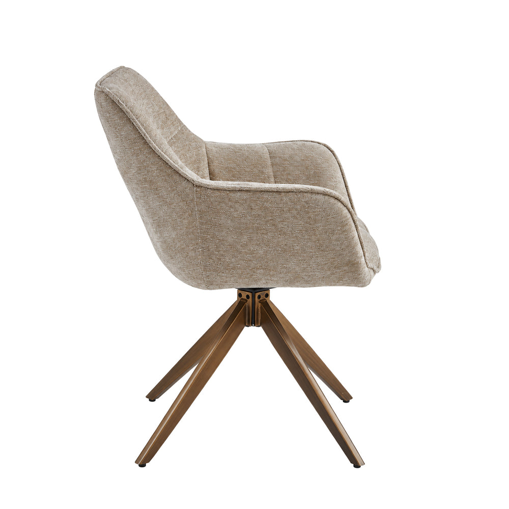 Boston Dining Chair – Taupe Chenille – Brushed Bronze Legs
