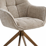 Boston Dining Chair – Taupe Chenille – Brushed Bronze Legs