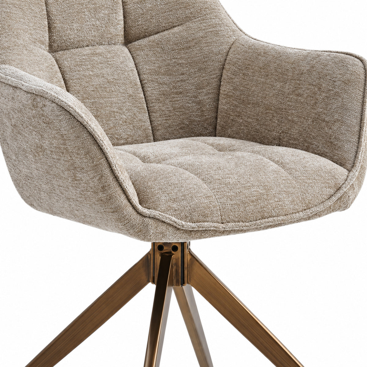 Boston Dining Chair – Taupe Chenille – Brushed Bronze Legs