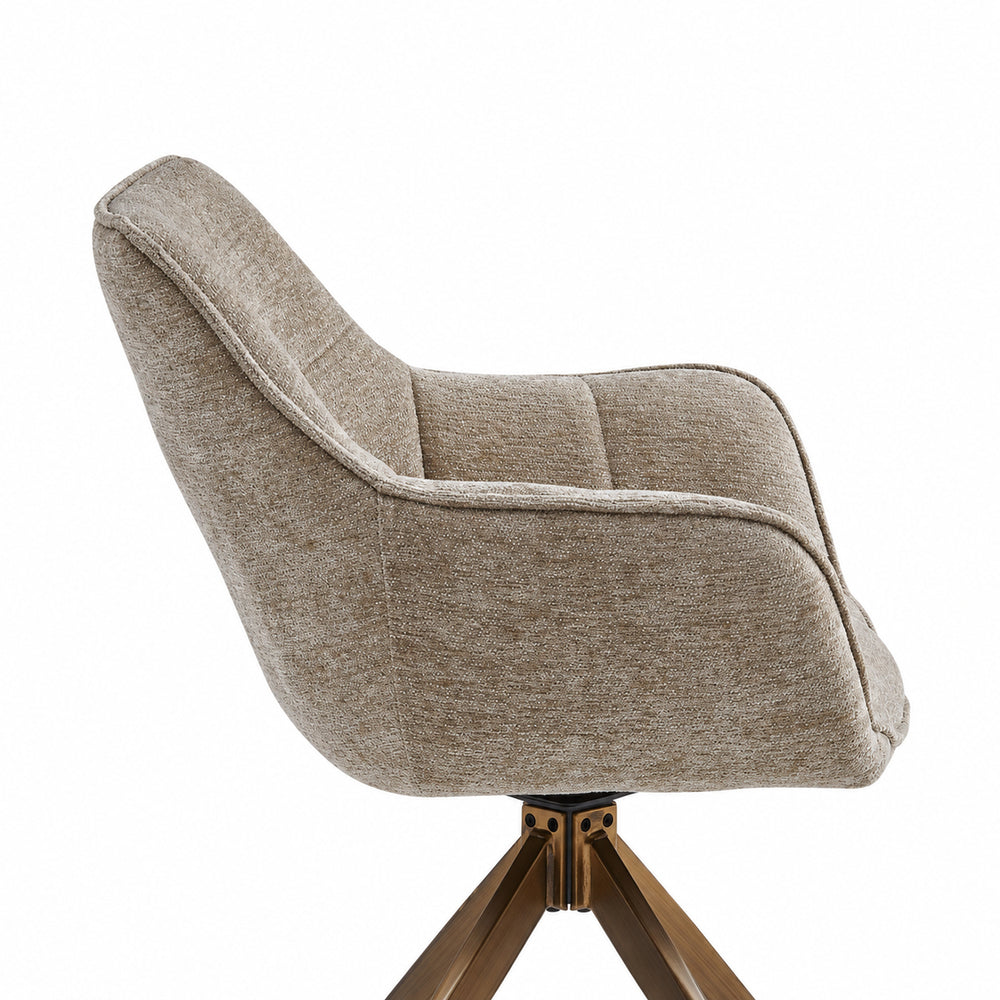 Boston Dining Chair – Taupe Chenille – Brushed Bronze Legs