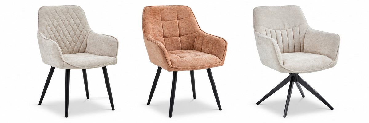 Chenille eetkamerstoelen