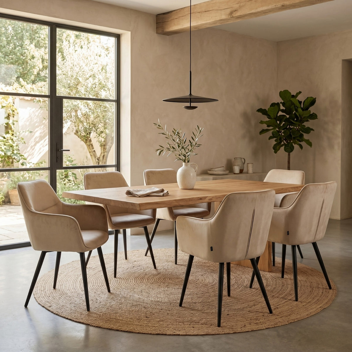 Chaise de salle à manger City - Velours beige