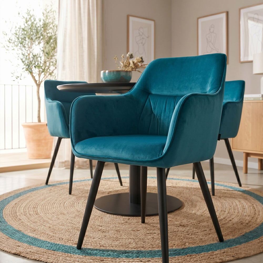 Chaise de salle à manger City - Velours pétrole