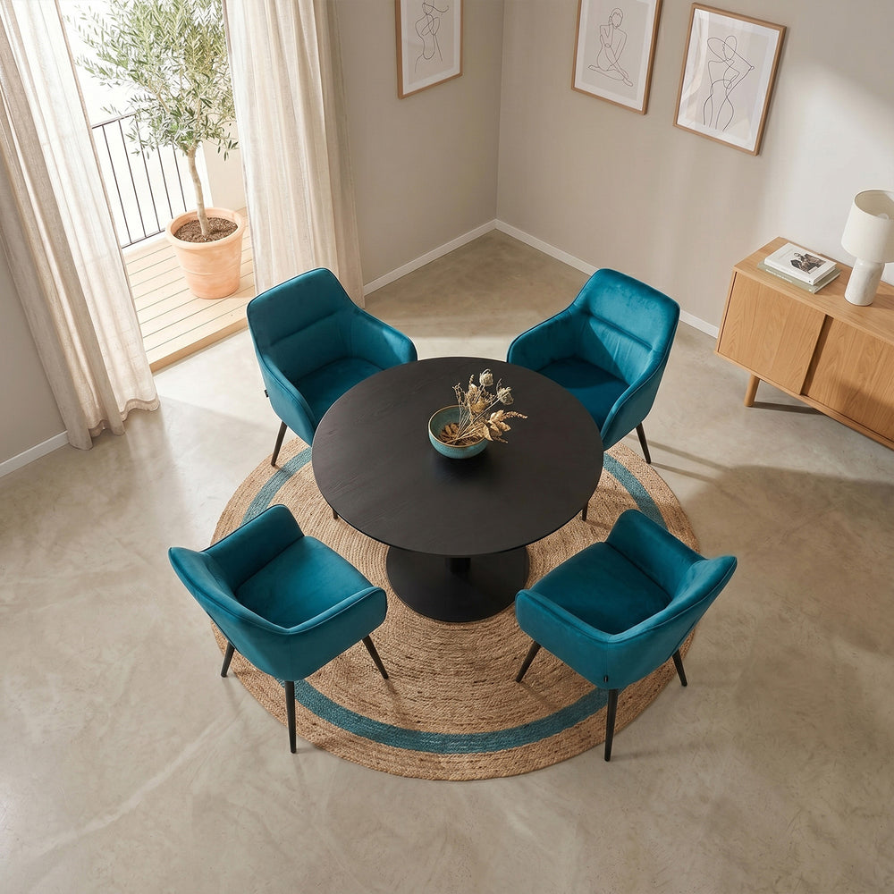 Chaise de salle à manger City - Velours pétrole