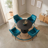 Chaise de salle à manger City - Velours pétrole