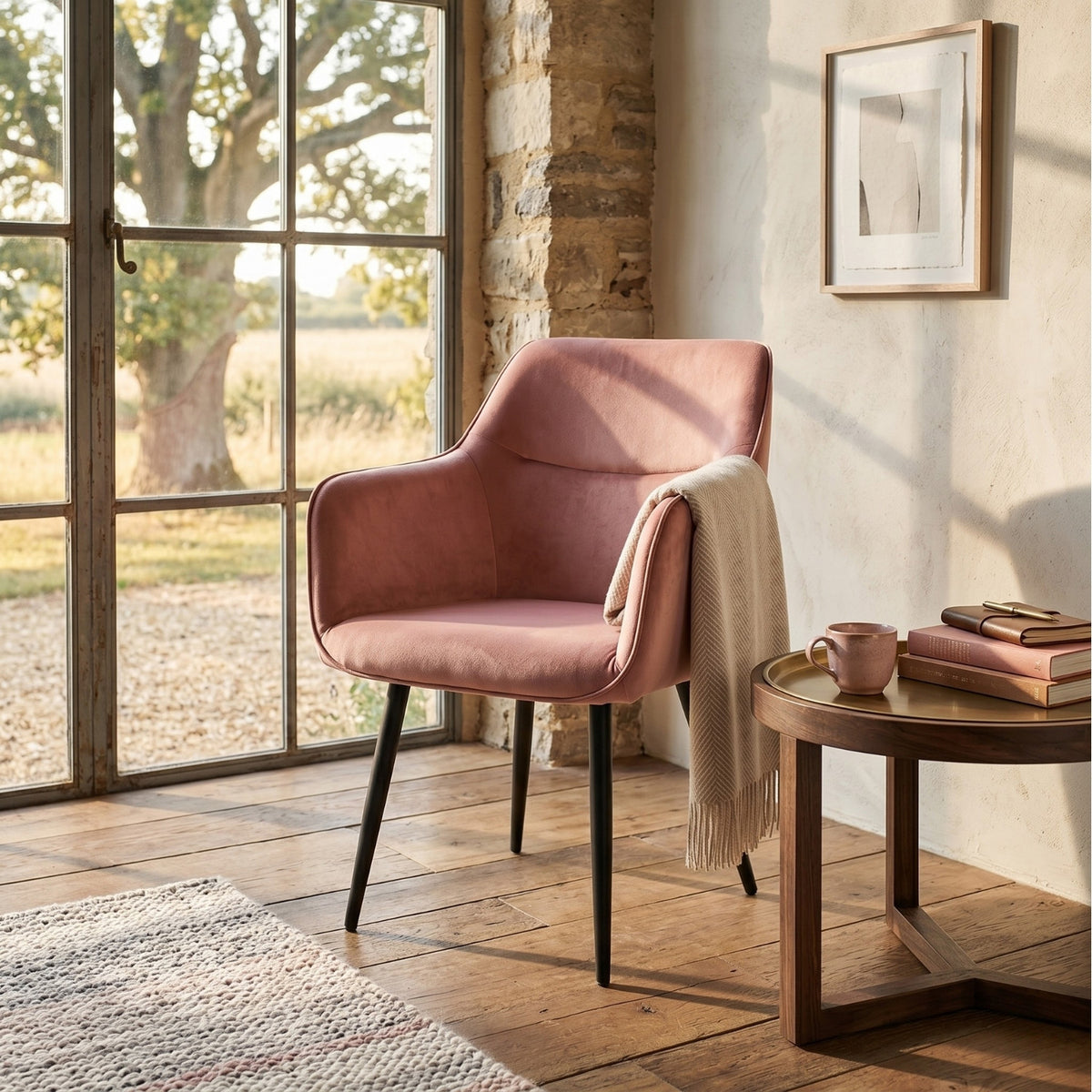 Chaise de salle à manger City - Velours Rose