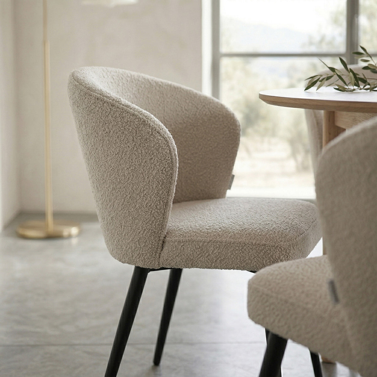 Curve Eetkamerstoel - Beige Bouclé