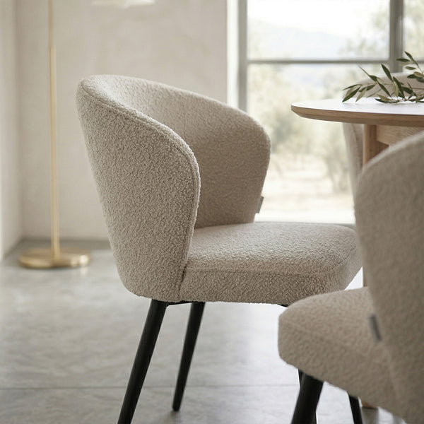 Curve Eetkamerstoel - Beige Bouclé