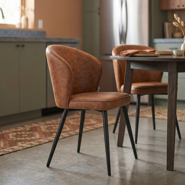 Curve Eetkamerstoel - Cognac Microfiber