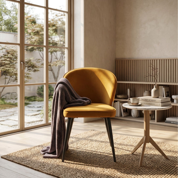 Curve Dining Chair - Ochre Yellow Velvet