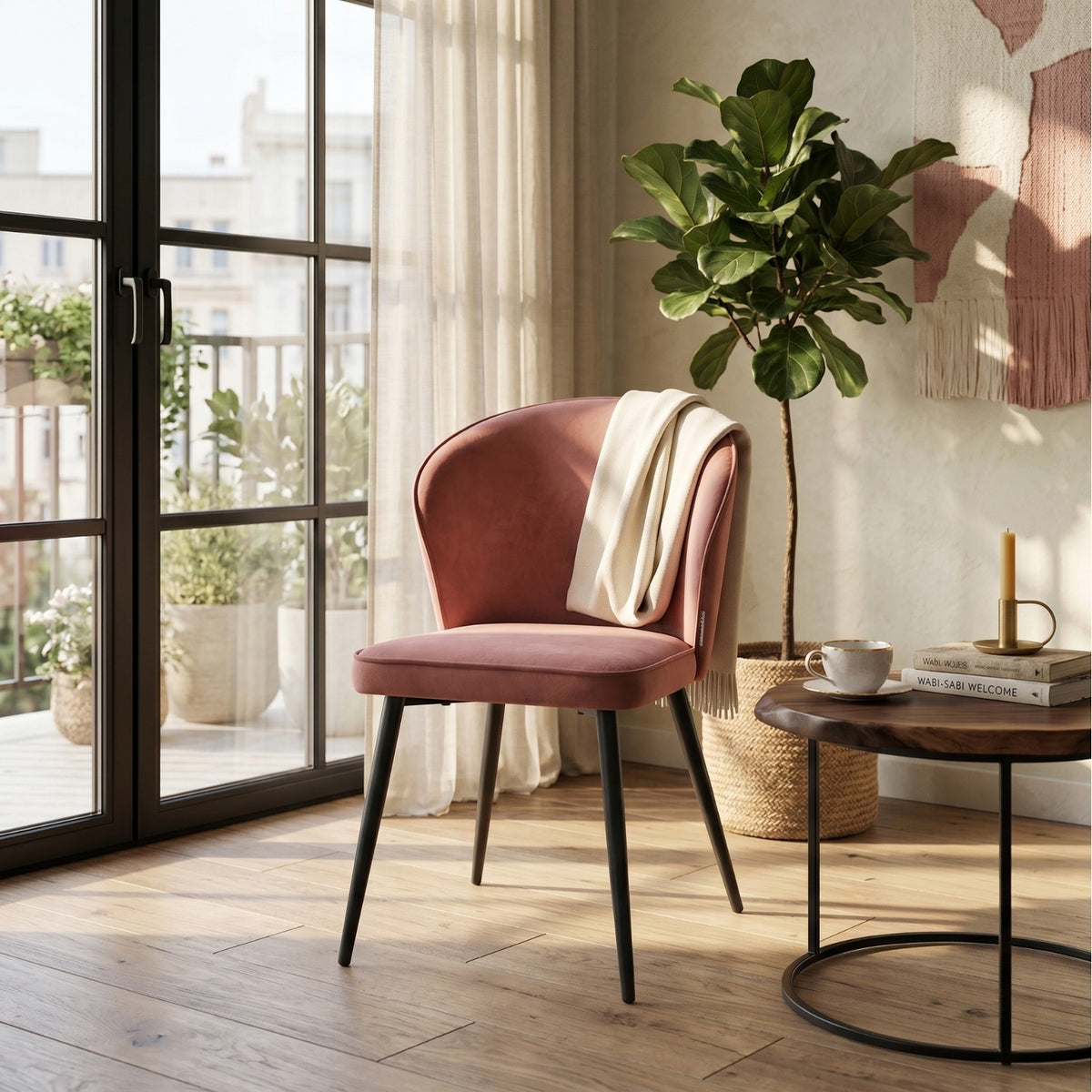 Curve Eetkamerstoel - Roze Velvet