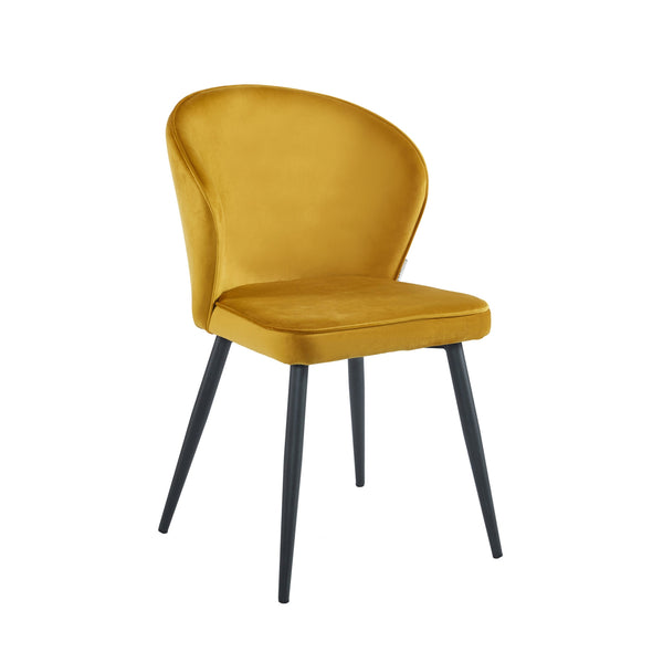 Curve Dining Chair - Ochre Yellow Velvet
