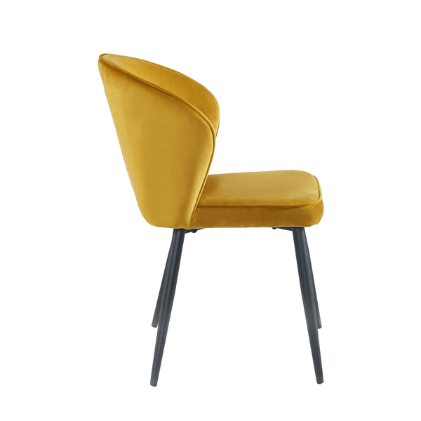 Chaise de salle à manger Curve - Velours jaune ocre