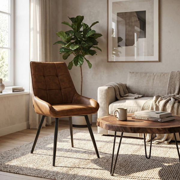 Chaise de salle à manger Dansk - Cognac Microfibre