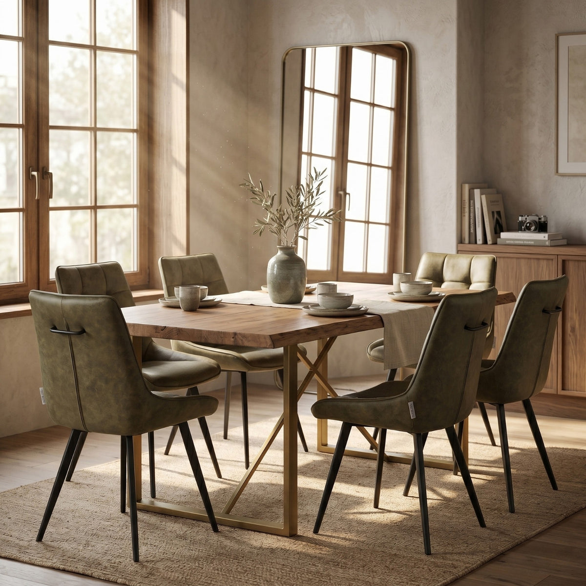 Sedia da pranzo Dansk - Microfibra verde