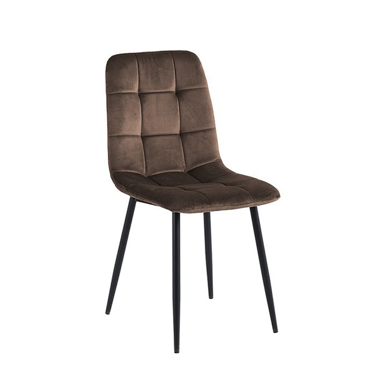 Chaise de salle à manger Ela - Velours marron