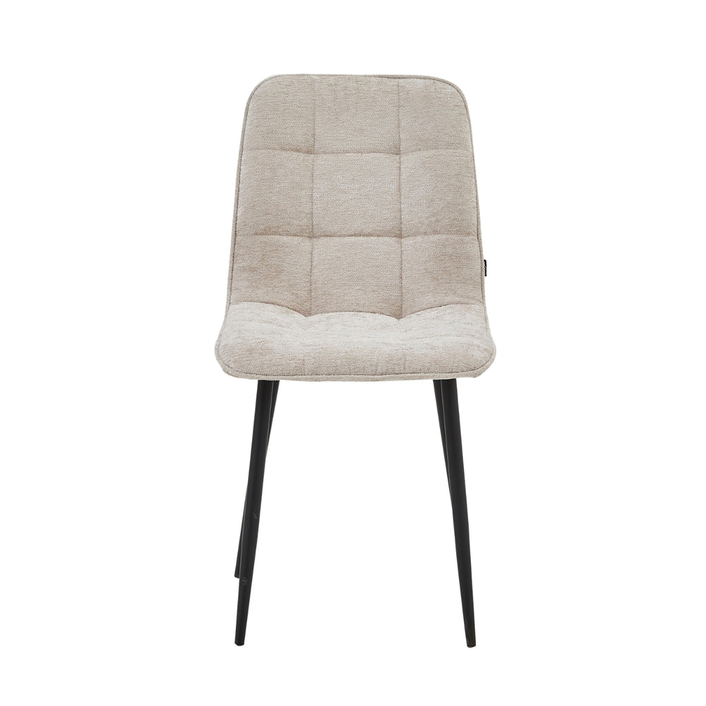 Chaise de Salle à Manger Ela - Beige - Tissu Chenille