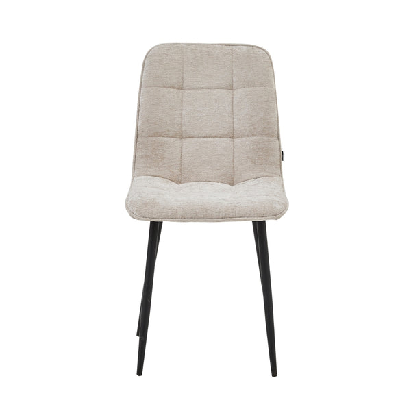 Chaise de Salle à Manger Ela - Beige - Tissu Chenille