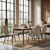 Chaise de Salle à Manger Ela - Beige - Tissu Chenille