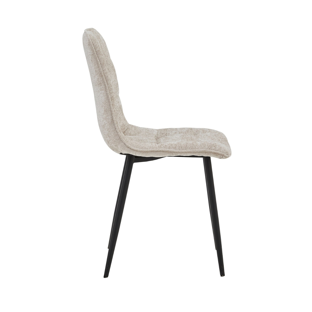 Chaise de Salle à Manger Ela - Beige - Tissu Chenille